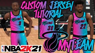 MIAMI HEAT VICE VERSA CUSTOM JERSEY TUTORIAL NEW HEAT CITY EDITION UNIFORM NBA 2K21 MyTeam [upl. by Cobb]