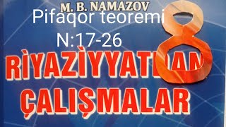 Pifaqor teoremi N1726namazov çalışmalar 8 ci sınıf [upl. by Arej]