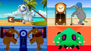 HICKORY DICKORY DOCK CLOCK CRASHERS  SILLY ELEPHANTS AND TWIN ELEPHANTS REUNION WITH FX [upl. by Tedmann601]