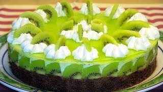 Receta Bavarois de kiwi sobre base de brownie de chocolate  Recetas de cocina Loli Domínguez [upl. by Bendick292]