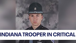 Driver arrested for striking Indiana trooper with vehicle remains in critical condition police [upl. by Olathe]