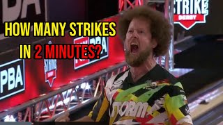 How many strikes can a pro bowler throw in 2 minutes  PBA Strike Derby 2023 [upl. by Ennayhs]