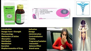 Cyclizine  Marzine Nausin Mechanism of Action Dosage Indications Adverse Effect English [upl. by Manthei]