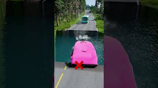 Bus vs water pit 29  carsvswaterpit beamngdrive doubleflatbedtrailertruckvsspeedbumps [upl. by Edrick]