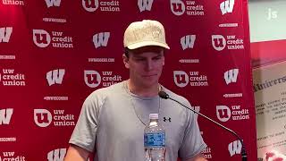 Wisconsin quarterback Braedyn Locke looks ahead to mustwin game vs Minnesota [upl. by Cele116]