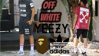 OFFWHITE  ADIDAS quotBAPEquot PICK UPS  YEEZY BOOST 350 Summer OUTFITS [upl. by Dallis947]