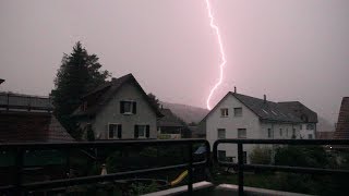 Blitz Naheinschlag Gewitter Urdorf 21072017 [upl. by Montague]