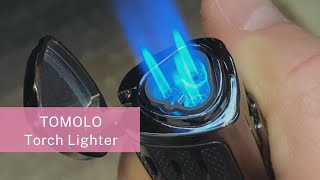 TOMOLO Torch Lighter Review  Triple Jet Flame Refillable Butane Cigar Lighter [upl. by Halle728]