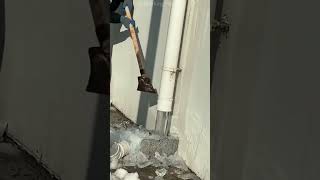 Cleaning ice from inside roof drain pipes [upl. by Ecnedac]