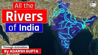 All Rivers of India through Animation  GS Geography for UPSC CSE Prelims amp Mains [upl. by Naivaf909]