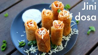 jini dosa recipe  जीनी रोल ढोसा  mumbai food jini dosa  jini roll dosa [upl. by Almap]