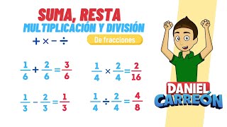 SUMA RESTA MULTIPLICACIÓN Y DIVISION DE FRACCIONES Super facil  Para principiantes [upl. by Nylarej]