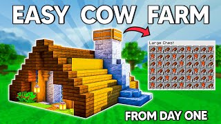 Minecraft From Day One Easy COW FARM [upl. by Ardnuaed]