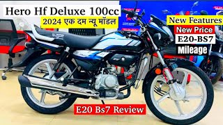 2024🔥Hero Hf Deluxe E20 Bs7 Details Review  Hf Deluxe 100cc  On Road Price New FeaturesMileage [upl. by Relyk122]