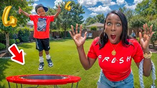 Surprised Our Son With A TRAMPOLINE in Our Backyard [upl. by Licht56]