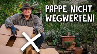 Pappe im Garten einsetzen 📦  mit alten Kartons ein Blumenbeet anlegen [upl. by Eslek873]