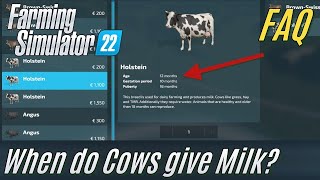 When start Cows giving Milk FS22 FAQ [upl. by Aicinet]