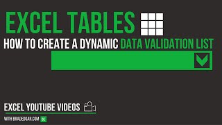 Excel Tables How to Create a Dynamic Data Validation Drop Down with Excel Tables and a Name Range [upl. by Noraj]