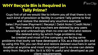 Recycle Bin in Tally Prime [upl. by Yenetruoc]