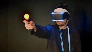 GDC 2014 Sony Project Morpheus PS4 VR Headset Gameplay  The Castle [upl. by Dennard]