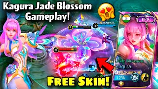 KAGURA NEW FREE EPIC SKIN GAMEPLAY😍 JADE BLOSSOM🌸🩵 [upl. by Ahsiela]