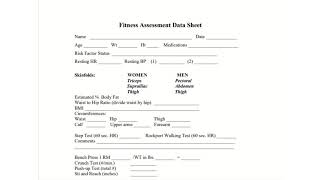 Fitness Assessment Form pdf for Personal Trainers [upl. by Connolly]