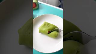 Matcha strawberry crepe wrap shorts crepe dessert recipe [upl. by Bernardine]