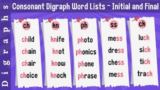 What are Digraph  Consonant Digraph Word List  Digraphs sh ch th wh kn ph wr  Consonant Digraph [upl. by Ednyl340]