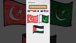 Palestine 🇵🇸 Turkey 🇹🇷 Pakistan 🇵🇰 Flag Drawing flag drawing shorts [upl. by Tychonn]