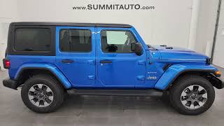 2023 JEEP WRANGLER 4 DOOR SAHARA HYDRO BLUE 4K WALKAROUND 23J385 SOLD [upl. by Adnilema84]