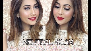 Neutral Glam Makeup Tutorial l wet n wild Photofocus Foundation Review [upl. by Ube]