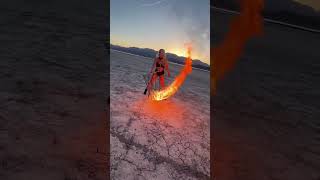 Giant Fire Spinning Wheel  Fire in the Desert shorts gracegood [upl. by Harrie]