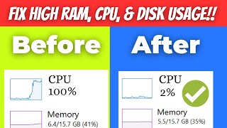 How to Fix High RAM CPU and Disk Usage on Windows 10 amp 11 [upl. by Arihsaj797]