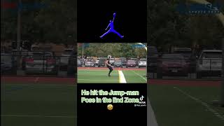 St JoeMetuchen QB Justin Scaramuzzo with the jumpmanjordan pose for the TD hsfootball [upl. by Dualc180]