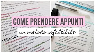 COME PRENDERE APPUNTI metodo infallibile [upl. by Norrej]