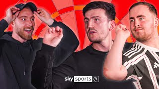 Maguire and Eriksen TAKE ON Littler in darts challenge 👀🎯 [upl. by Nnaeirelav]