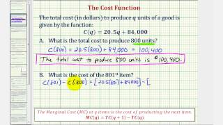 Ex Determine Total Cost and Marginal Cost No Derivative [upl. by Andonis]