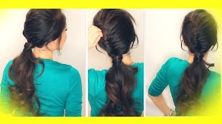 ★ SCHOOL HAIRSTYLE TUTORIAL  HALF FRENCH FISHTAIL BRAID FANCY PONYTAIL  MEDIUM LONG HAIR [upl. by Dorman319]