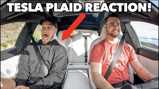 TESLA MODEL S PLAID LAUNCH REACTION Hilarious [upl. by Ehttam]