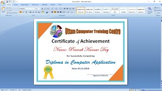 How To Make a Certificate Design in Microsoft Word  Certificate Design in MS Word [upl. by Buyse]