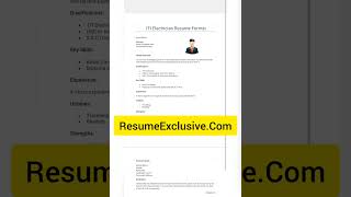 ITI Electrician Resume Format [upl. by Trauts]