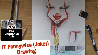 IT Pennywise Joker Draw a Realistic Sketch  Tutorial Video Film Character one [upl. by Solahcin]