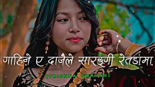 Trishna Gurung  Gainey A Dajaile Sarangi retdama 🎶 LYRICSNEPAL lyricsmusic [upl. by Idisahc]