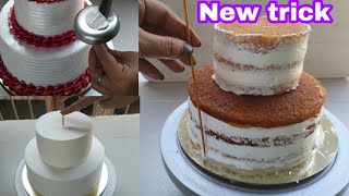 2 tier New trick for cake decoration  cake decoration idea  easy cake decoration  Gokul kitchen [upl. by Nonnahsed547]