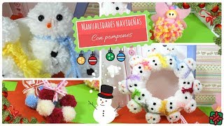 IDEAS PARA NAVIDAD  MANUALIDADES DIY FÁCILES DE NAVIDAD CON POMPONES DE LANA [upl. by Annoik357]