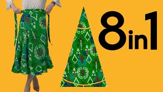 Cut in 5 Minutes Wear in 8 Different Styles Very Easy Wrap Skirt Sewing [upl. by Ordnajela]