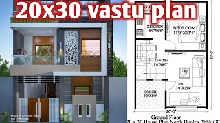 20x30 north facing duplex house plans  20 by 30 ka naksha  600 sqft house plan as per vastu [upl. by Rockel344]