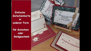 Einfache Gutscheinkarte mal anders  Geldgeschenk  Wunderbar weihnachtlich  Stampin´ Up® [upl. by Romelda]