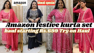 Amazon festive kurta set haul Amazon haulkurta set underbudgetAffordable kurtaset diwalispecial [upl. by Afra]