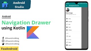 Navigation Drawer using Kotlin in Android Studio  Slidable Menu with Navigation Drawer  Kotlin [upl. by Winchester6]